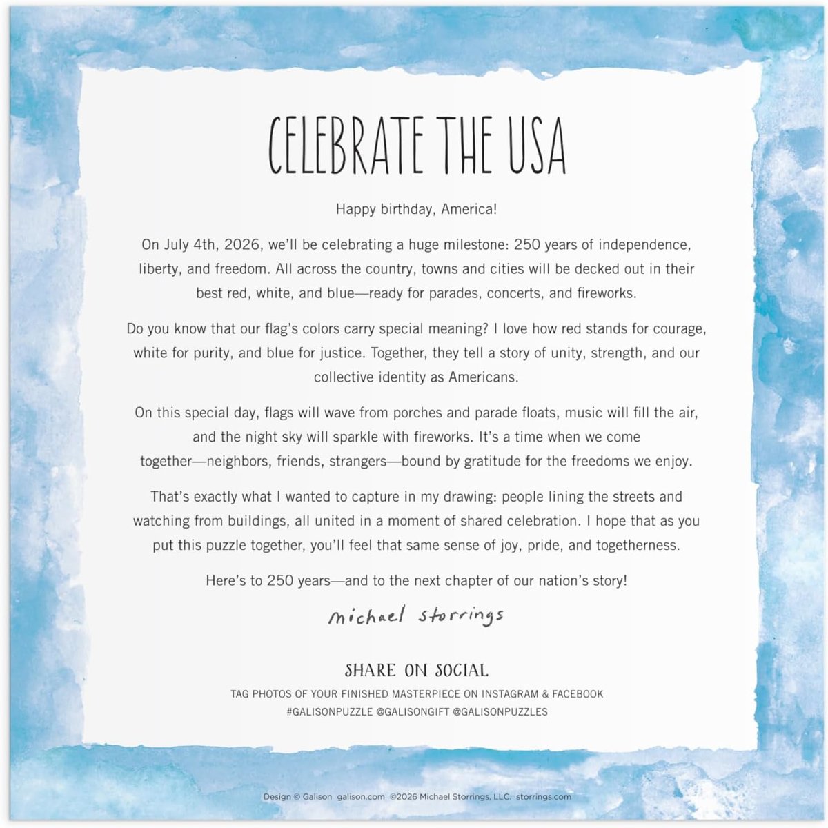 Michael Storrings Celebrate the USA 500 Piece Foil Puzzle