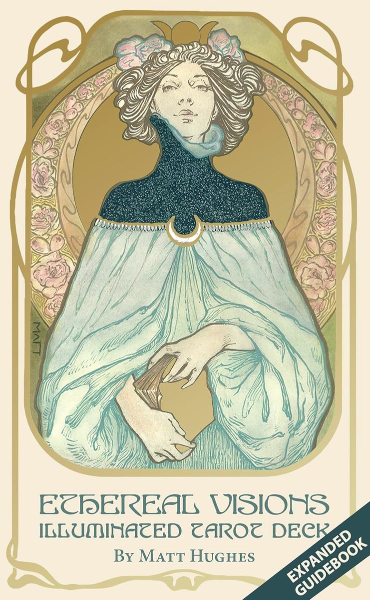 Ethereal Visions Illuminated Tarot Deck: Elegant 80-Card Art Nouveau Tarot Deck with Gold Foil, Full-Color 140-Page Guidebook, Hand-Drawn Illustrations – Ideal for Beginners & Collectors