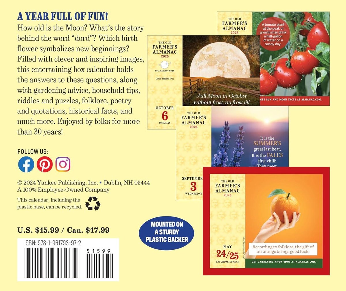 The 2025 Old Farmer's Almanac Everyday Box Calendar