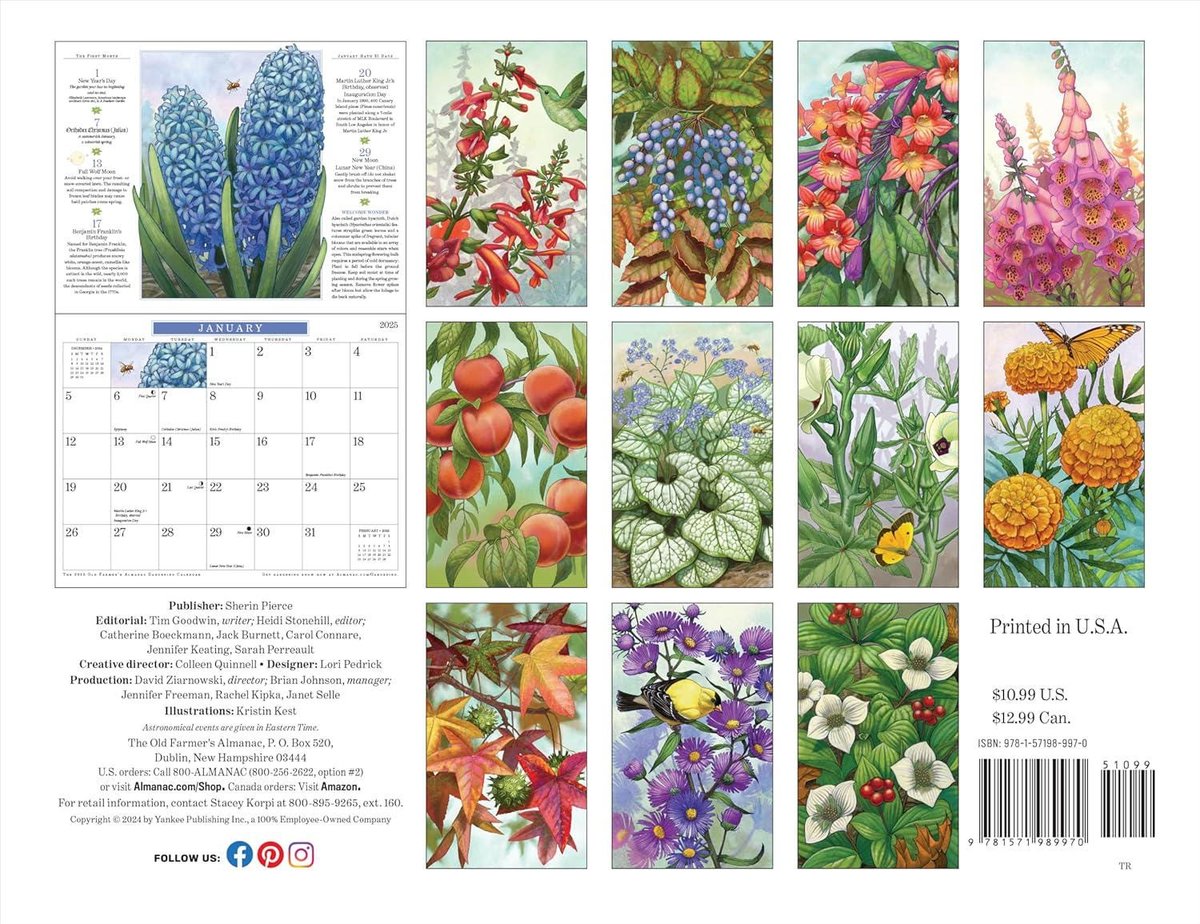 The 2025 Old Farmer's Almanac Gardening Wall Calendar