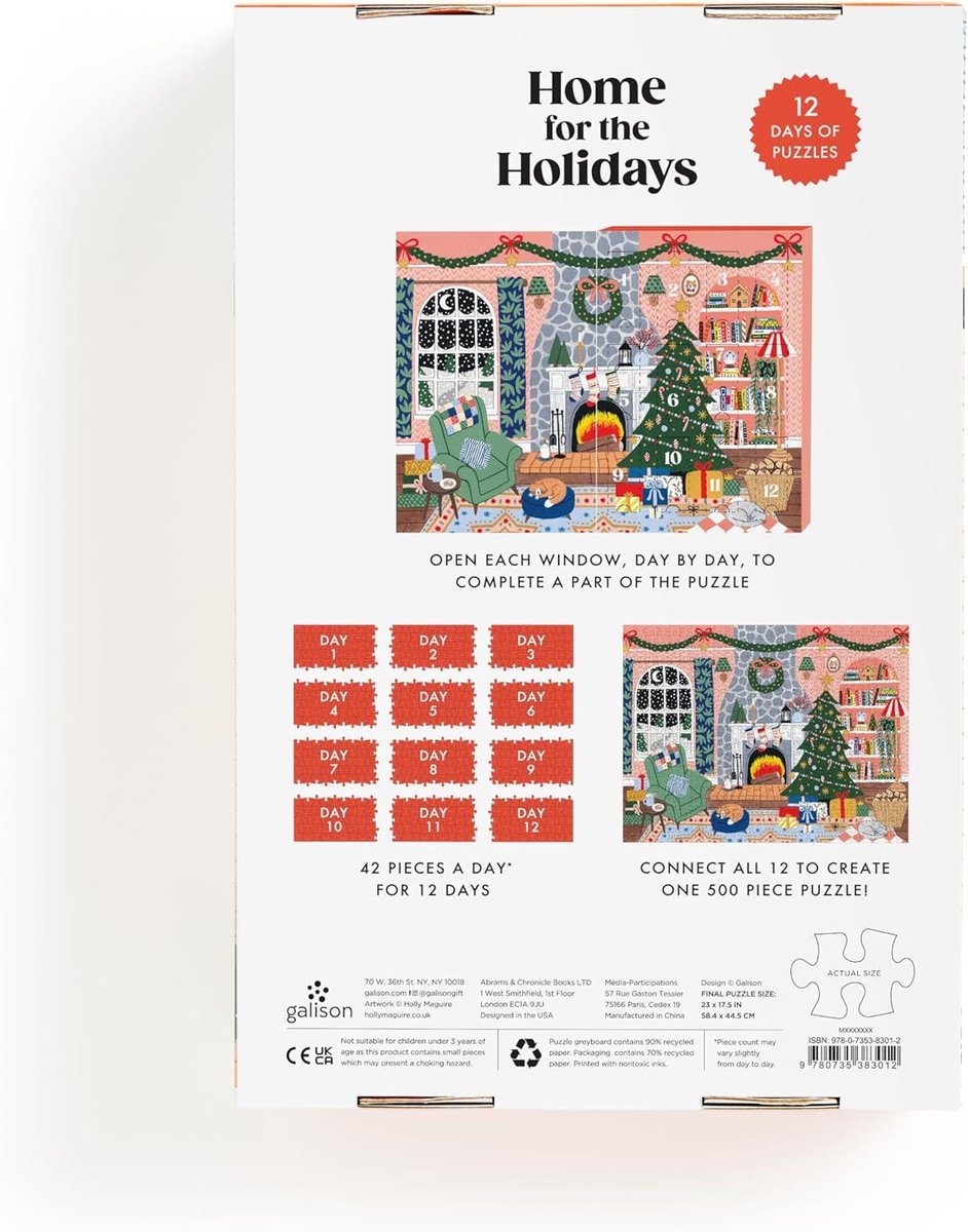 Home for the Holidays 500 Piece Advent Puzzle Calendar