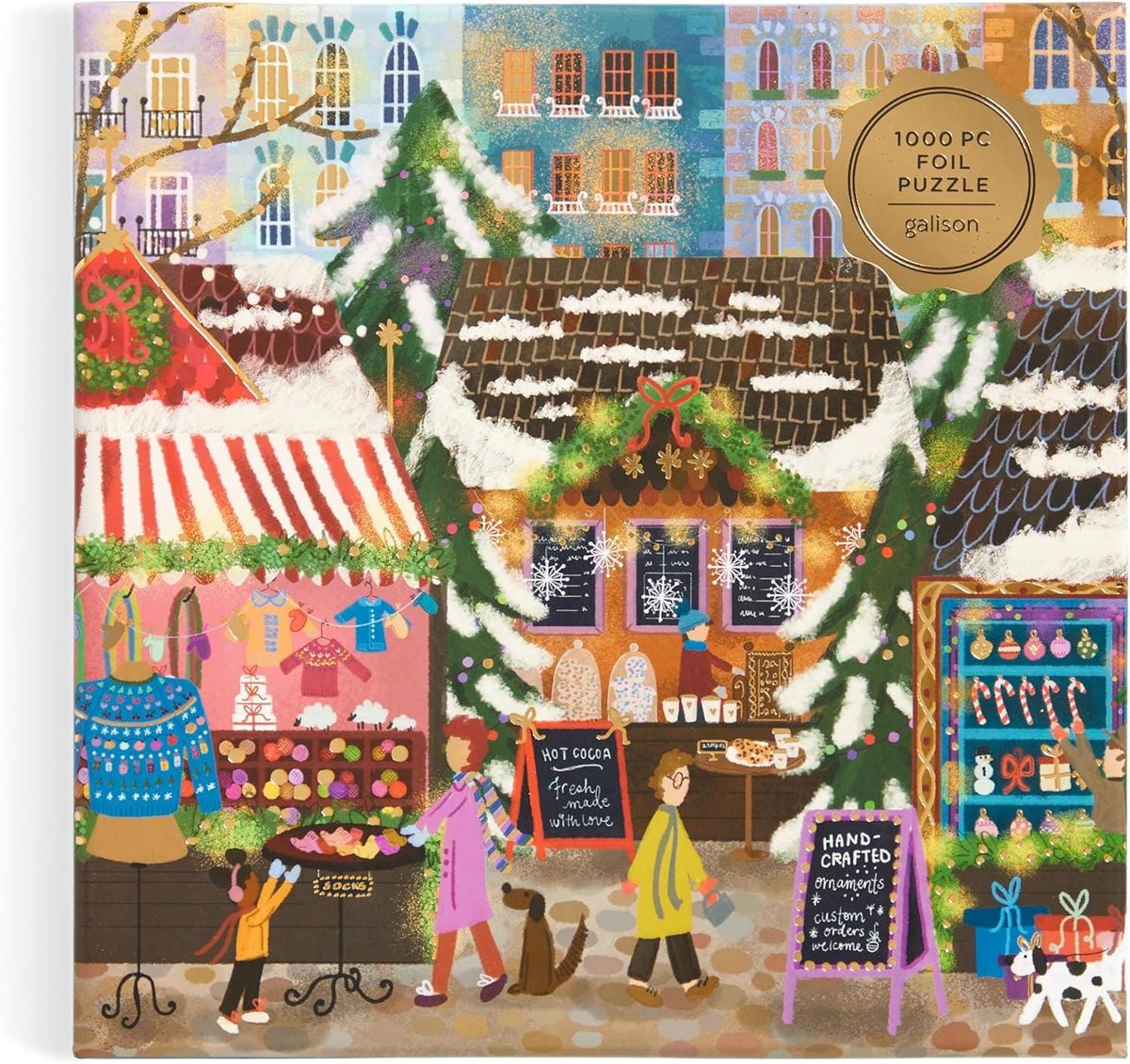 Joy Laforme Merry Market 1000 Piece Foil Puzzle in a Square Box