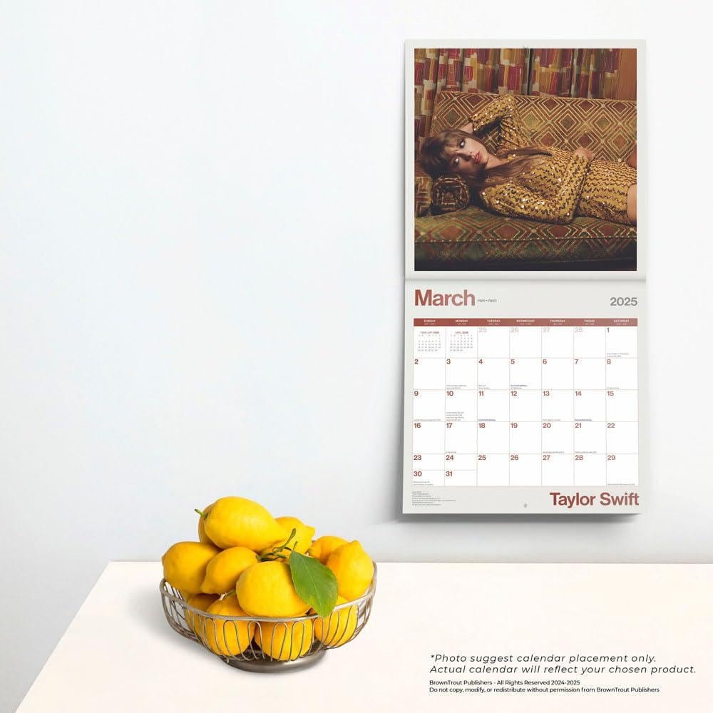Taylor Swift Official 2025 12 X 24 Inch Monthly Square Wall Calendar Plastic-Free