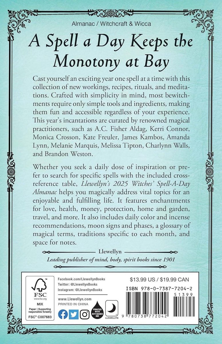 Llewellyn's 2025 Witches' Spell-A-Day Almanac (Llewellyn's 2025 Calendars, Almanacs & Datebooks)