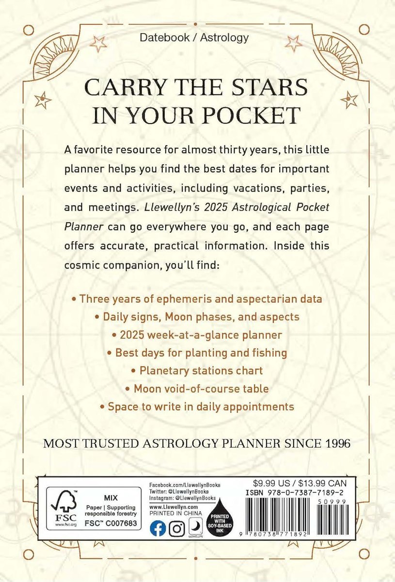 Llewellyn's 2025 Astrological Pocket Planner: Daily Ephemeris & Aspectarian 2024-2026 (Llewellyn's 2025 Calendars, Almanacs and Datebooks)