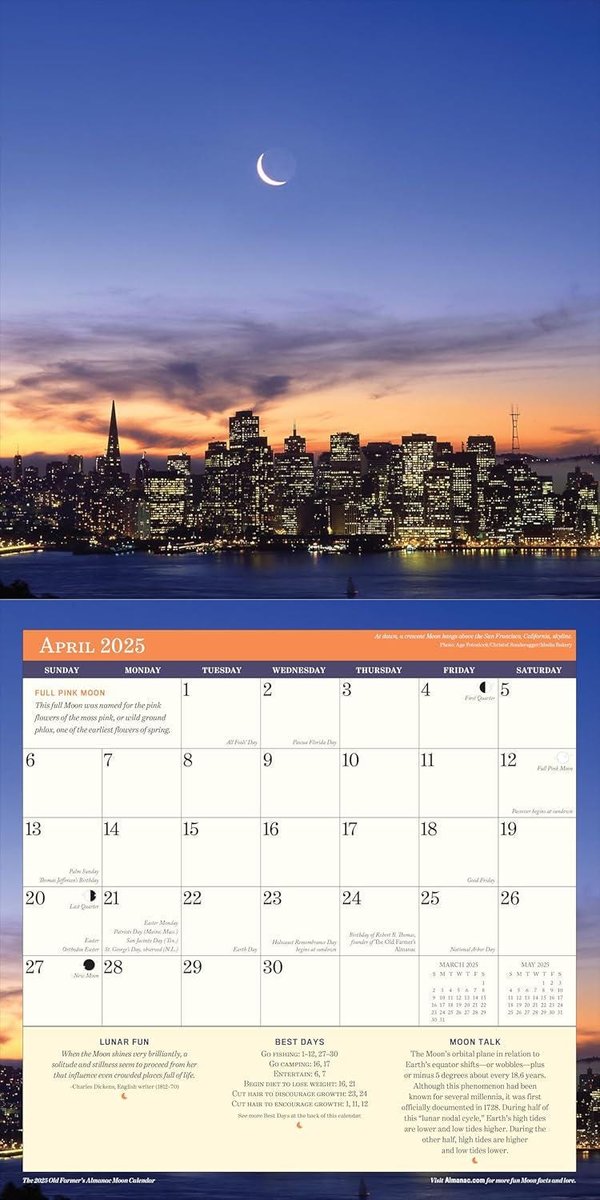 The 2025 Old Farmer's Almanac Moon Wall Calendar
