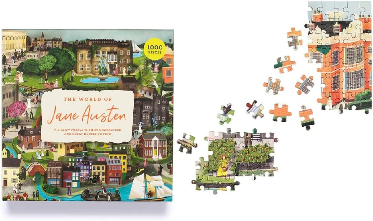 The World of Jane Austen 1000 Piece Puzzle: A Jigsaw Puzzle with 60 Characters and Great Houses to Find