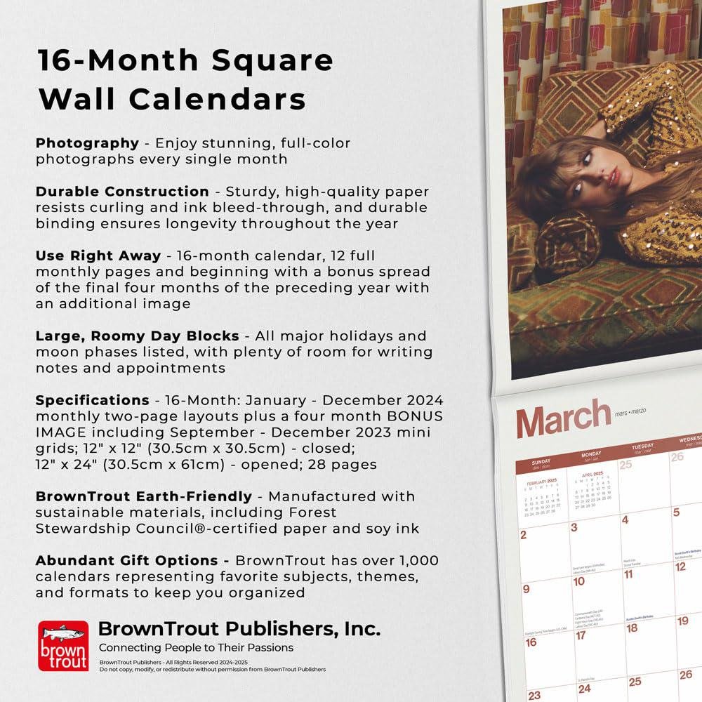 Taylor Swift Official 2025 12 X 24 Inch Monthly Square Wall Calendar Plastic-Free