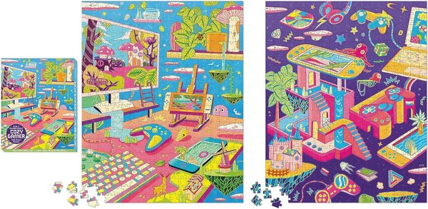 Cozy Gamer 2-In-1 Double-Sided 500-Piece Puzzle
