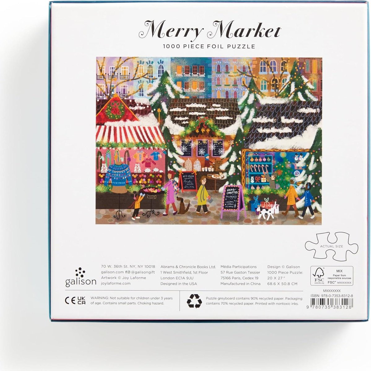 Joy Laforme Merry Market 1000 Piece Foil Puzzle in a Square Box