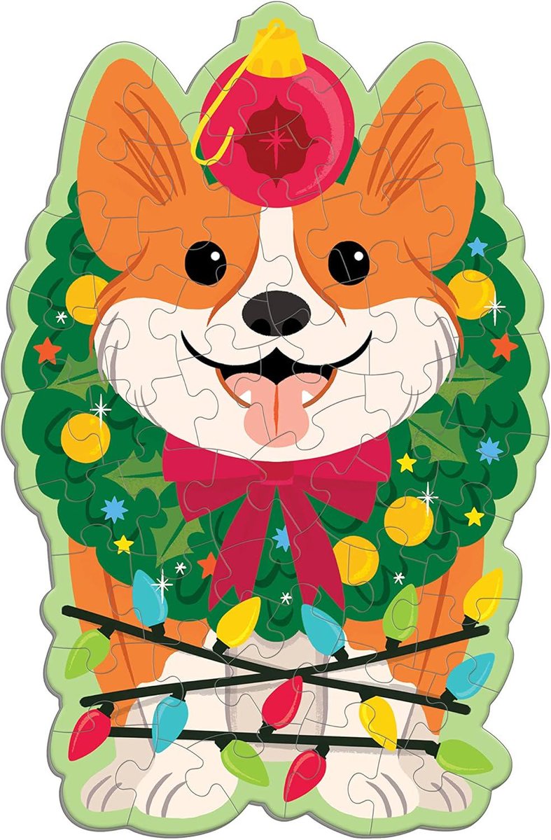 Christmas Corgi 48 Piece Scratch and Sniff Shaped Mini Pzl