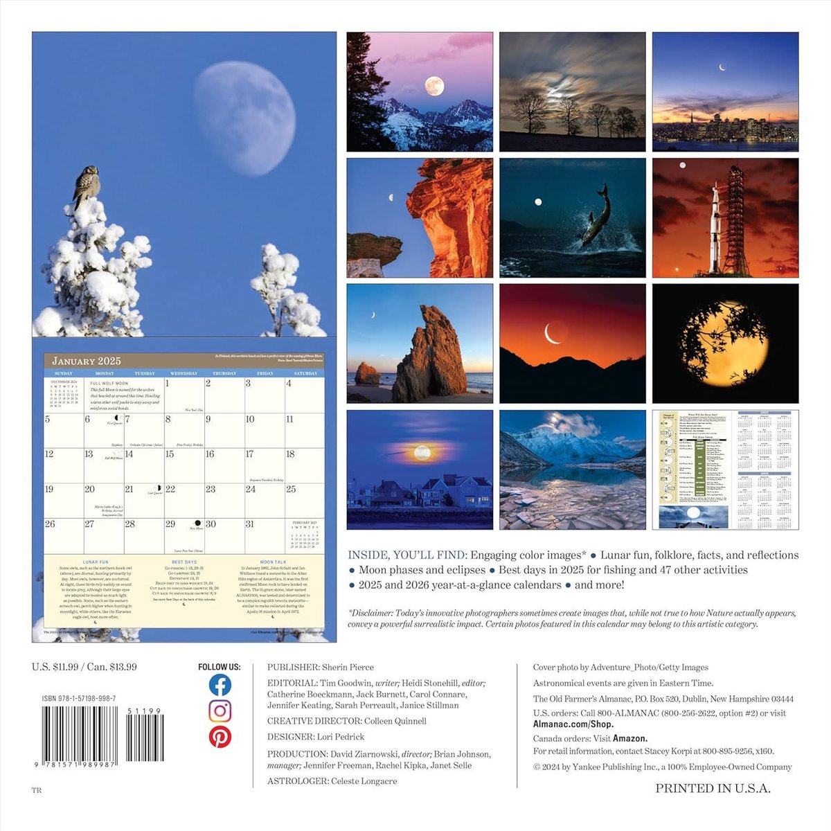 The 2025 Old Farmer's Almanac Moon Wall Calendar